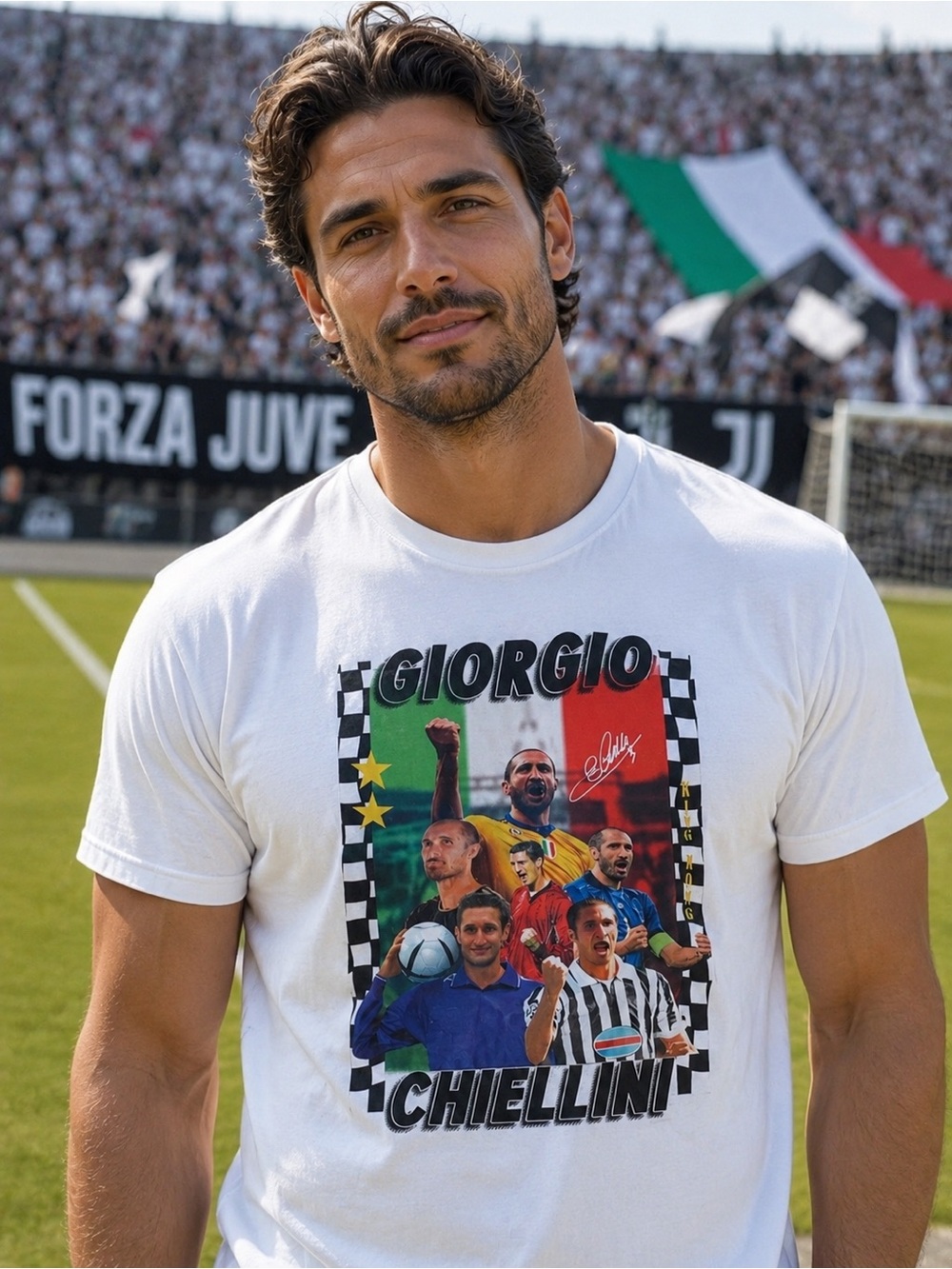 Giorgio Chiellini Italy Vintage Rap Tee T-Shirt Classic Football Shirts Mens